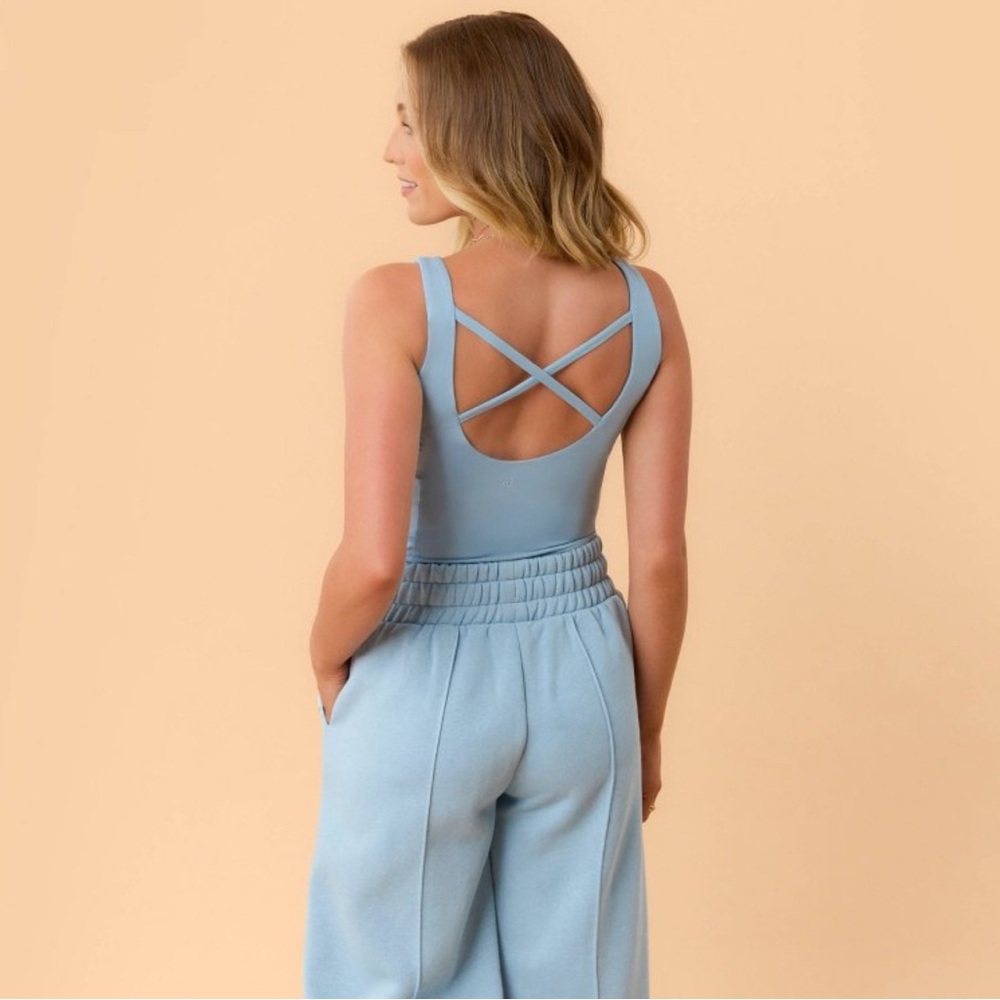 Blogilates Women's Boatneck Crisscross Tank Top - Light Blue - L